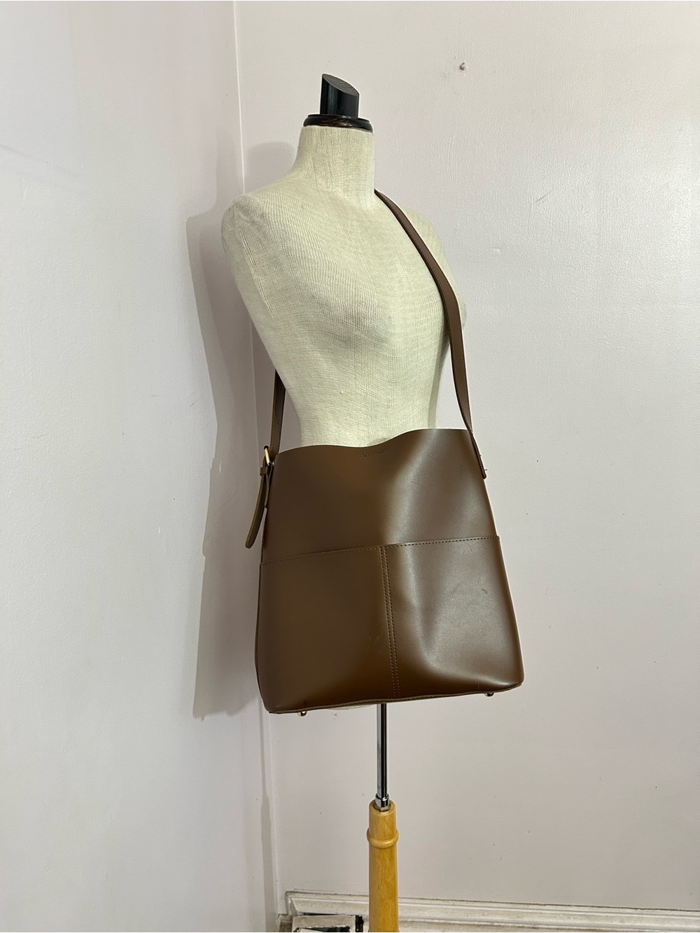 Brown Vegan Faux Leather Shoulder Bag